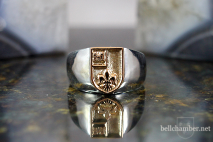 Silver and Gold Signet Family Crest Ring