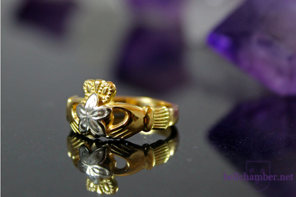 Gold Claddagh with Flower