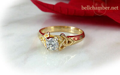 Double Triskele Diamond Engagement Ring