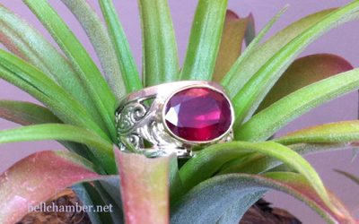 Thistle Flower Ring with Exotic Ruby