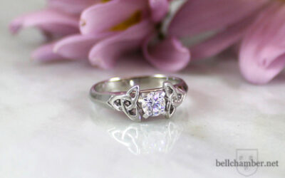Double Triskele Engagement Ring with Diamond