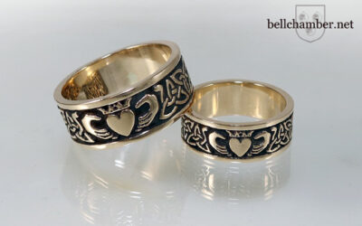 Custom Claddagh Bands with Eternity Triskele Knot (antiqued gold)