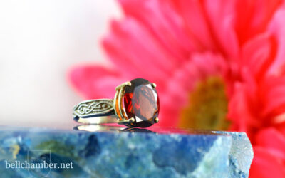 Raspberry Red Oval Garnet Wise Feather Ring